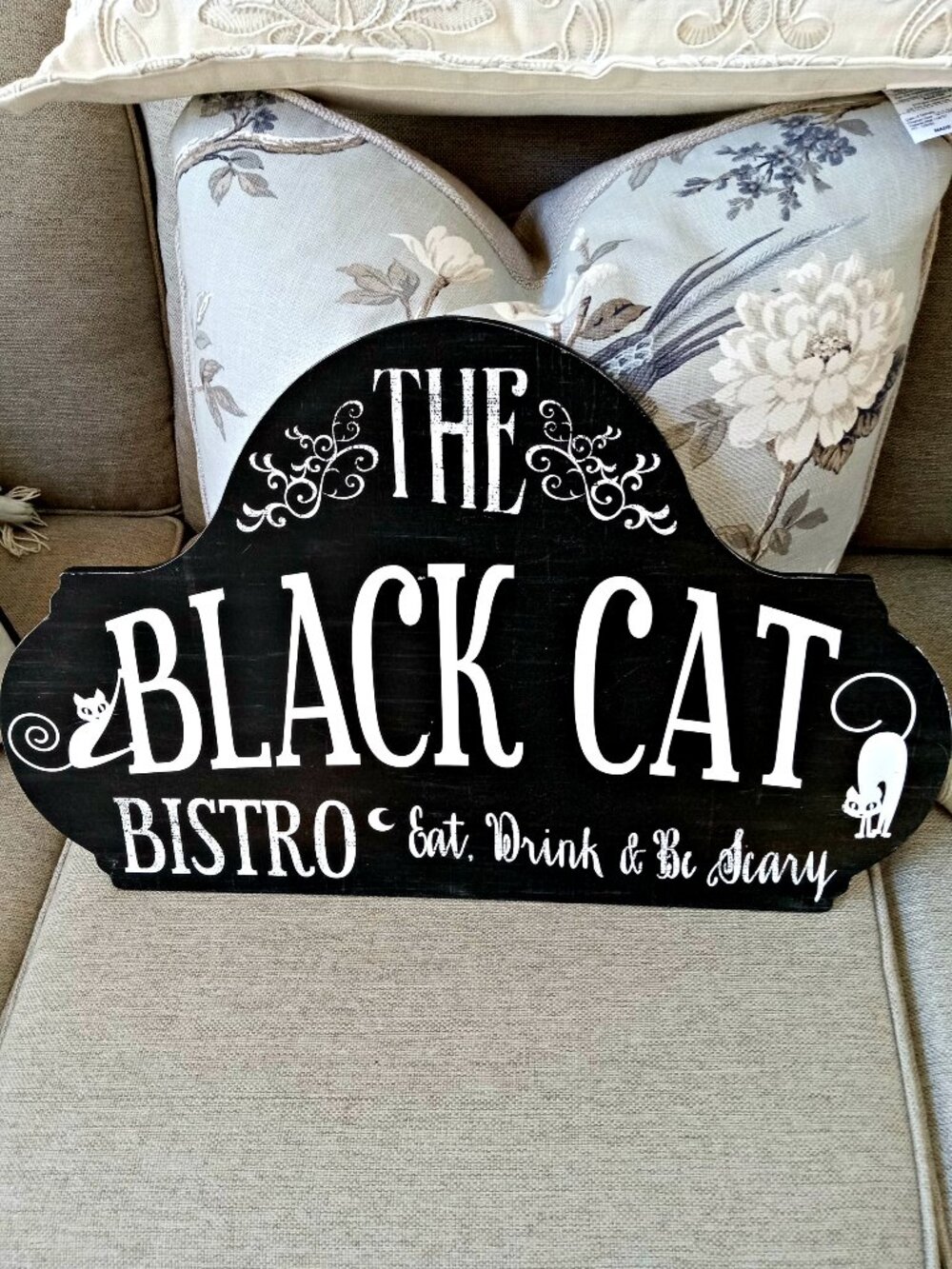 NEW! SALEM Witch BLACK CAT BISTRO Large WALL SIGN